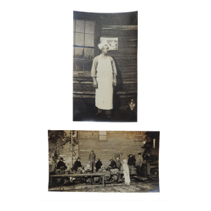 Early 20th Century Snapshot Photographs of Cook and Logging Crew - A Pair