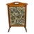 Possibly Antique Arts & Crafts Oak Fire Screen With Hand-Stitched Floral Needlepoint, Likely Early 20th Century. For Sale