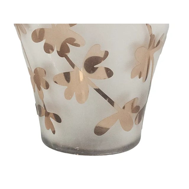 Transparent 1990s Frosted Smoke Art Glass Mirror Optic Modern Floral Pattern Vase For Sale - Image 8 of 12