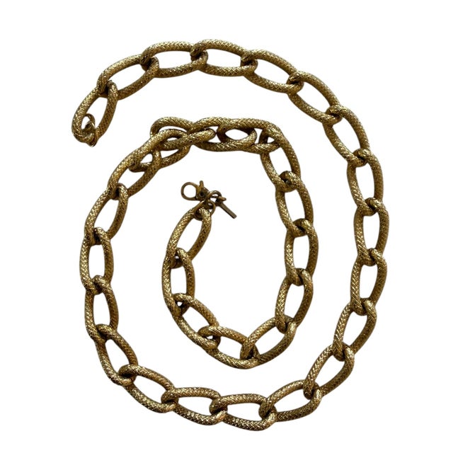 Metal Vintage Gold Chain Necklace Signed For Sale - Image 7 of 7