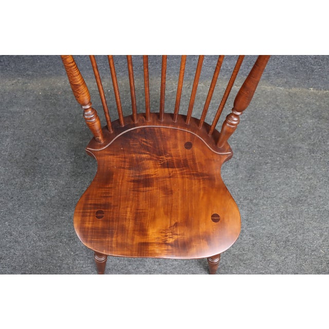Late 20th Century Bench Made Tiger Maple Windsor Chair For Sale - Image 5 of 10
