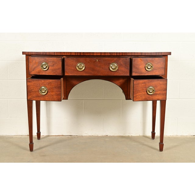 Mid 20th Century Baker Furniture Style Federal Mahogany Bow Front Sideboard Credenza or Buffet For Sale - Image 5 of 15