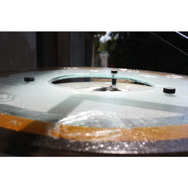 Metal Italian Handmade Suspension Lamp in Wrought Iron and Colored Glass by Daniela Puppa, 1970s For Sale - Image 7 of 11