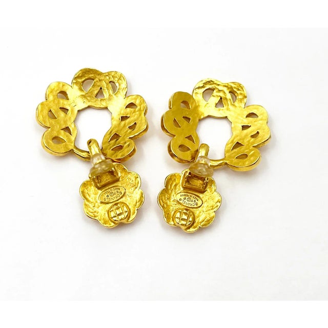 Early 21st Century Chanel Vintage Gold Plated CC Flower Twisted Round Clip on Earrings - 2 Pieces For Sale - Image 5 of 5