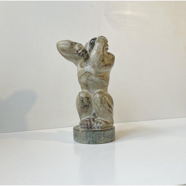 Roaring Monkey in Glazed Stoneware by Knud Kyhn for Royal Copenhagen, 1950s For Sale - Image 6 of 13
