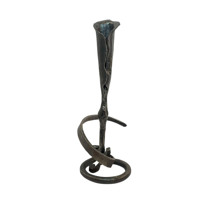 Hand Wrought Iron Calla Lily Candle Holder in the Style of Jack Brubaker For Sale - Image 4 of 10