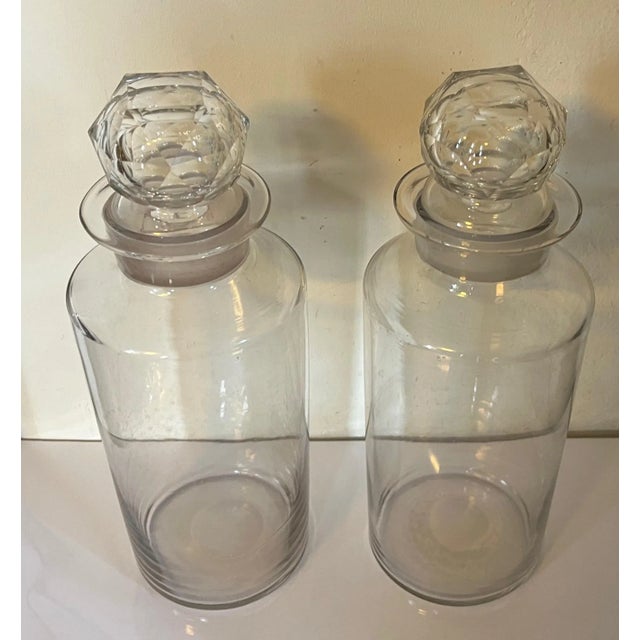 Large Antique 19th Century Glass Pharmacy or Pickle Jars With Cut Crystal Stoppers - a Pair For Sale - Image 4 of 13