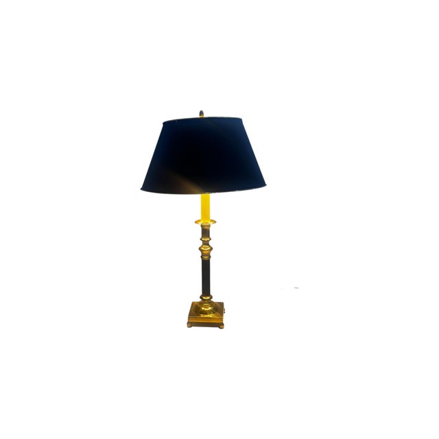 The Decorative Crafts Brass Empire Table Lamp with Brass Shade is a vintage piece with a solid gold color and a design...