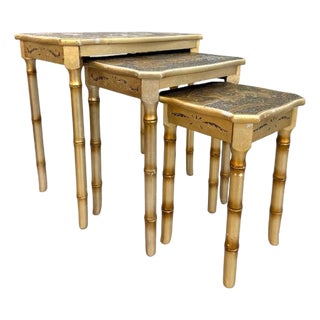 Vintage Faux Bamboo Monkey Nesting Tables – Set of Three For Sale