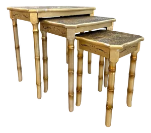 Vintage Faux Bamboo Monkey Nesting Tables – Set of Three