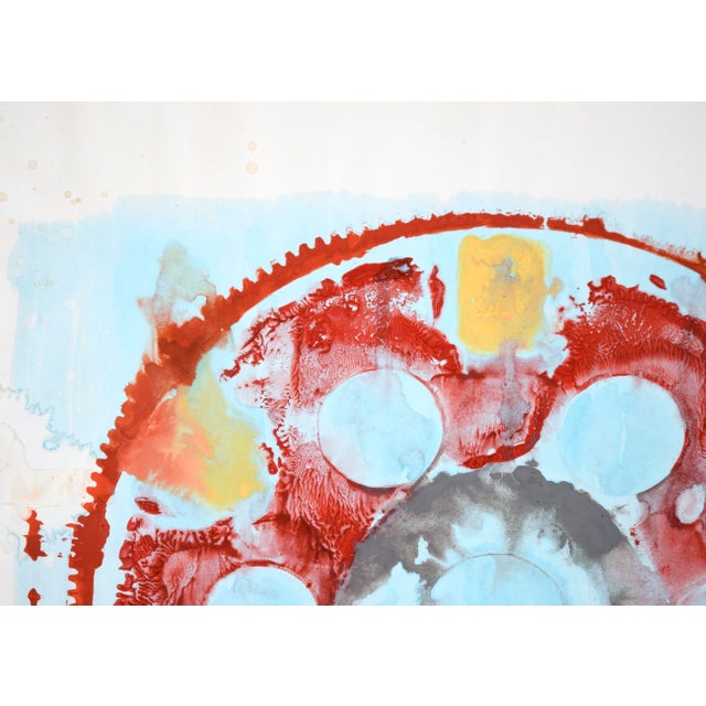 1980s Get in Gear Ii- Geometric Abstract Expressionist Mandala in Acrylic on Paper by Ricardo De Silva For Sale - Image 5 of 8