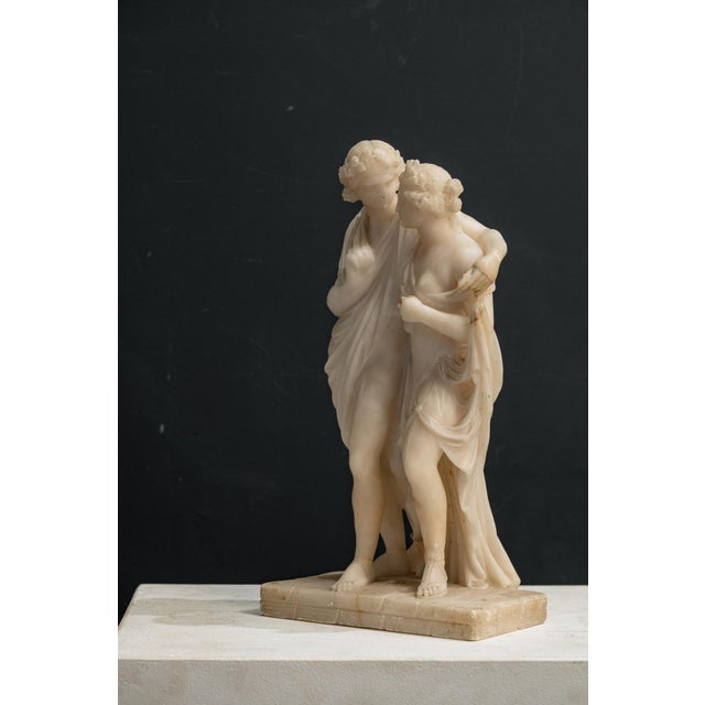 Stone Sculpture of Bacchus and Ariadne, Late 19th-Early 20th Century, White Marble For Sale - Image 7 of 8