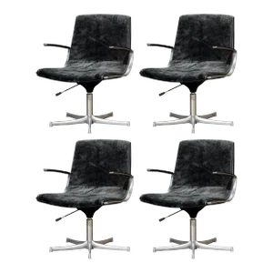 Preben Fabricius and Jorgen Kashtolm Swivel Chairs for Walter Knoll 1970s Signed - Set of 4