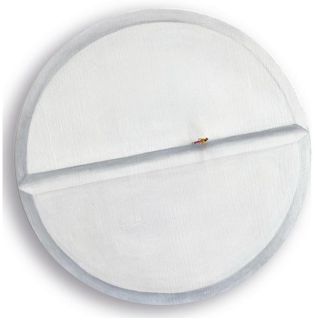 Vera Vizzi, Minimalist Wall Sculpture in Circular White Relief with Miniature Figure, 2023, Mixed Media For Sale - Image 9 of 9