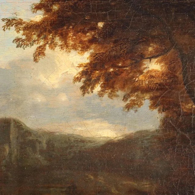 Landscape with Figures, 18th Century, Oil on Canvas, Framed For Sale - Image 7 of 13