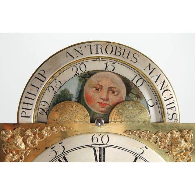Brown English Grandfather Clock with Moon Phases, 1780 For Sale - Image 8 of 18