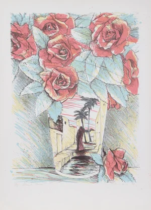 Susan Hall, Desert Roses, Lithograph