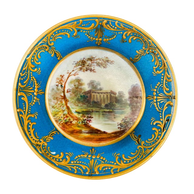 Ceramic 19th Century French Blue Ground Porcelain Cup & Saucer For Sale - Image 7 of 9