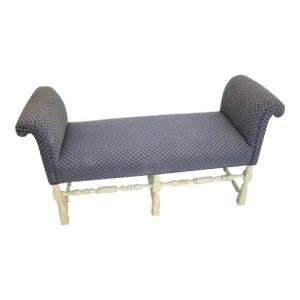 1930s Hand Painted Jacobean Window Hall Bench Vanity Hall Bench