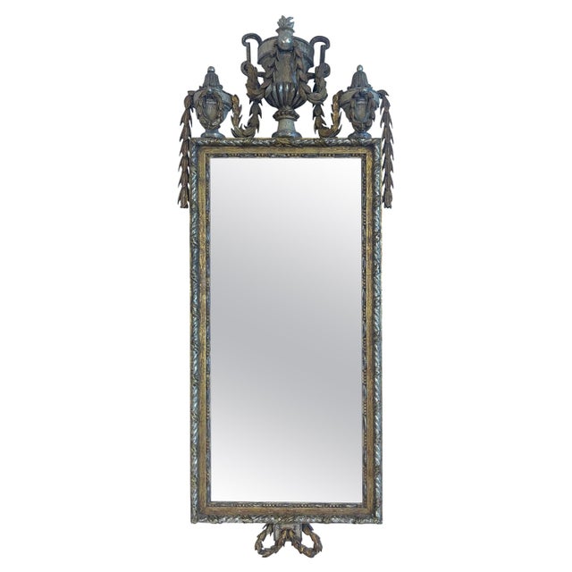 Silvered and Giltwood Swedish Neoclassical Mirror with Original Glass For Sale - Image 9 of 18
