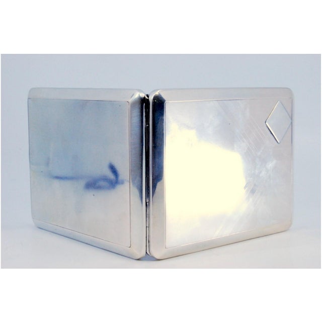 Silver Cigarette Case with Engravings Surrounding Monogram Card For Sale - Image 5 of 9