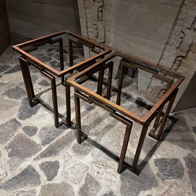 Bronze Midcentury Modern Arturo Pani Side Tables in Bronze Mexico For Sale - Image 8 of 9