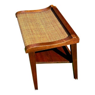 1960s, Woven/Texturized Top End Table With Slanted Shelf for Storage of Magazines/Books/Papers, MCM For Sale