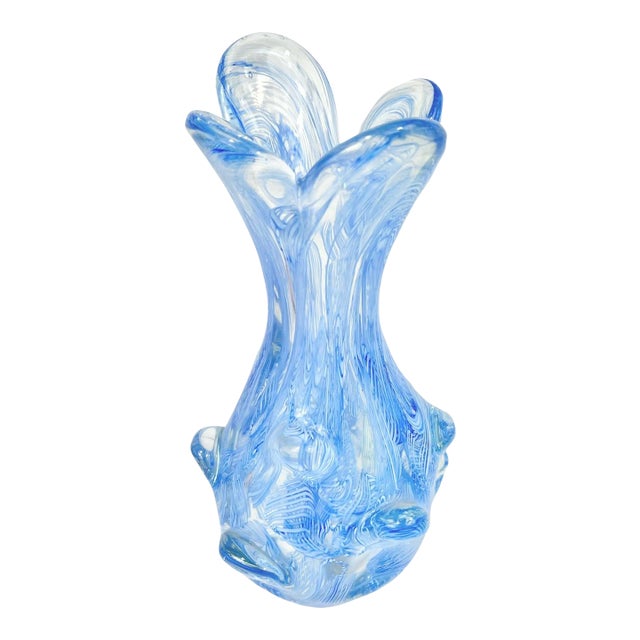 1950s Murano Glass Baby Blue Vase For Sale