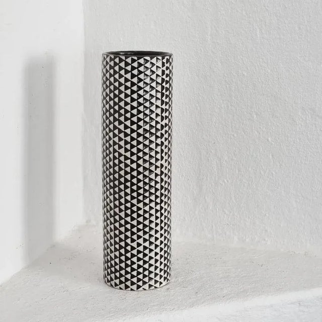 Stig lindberg, tall vase model domino, gustavsberg, scandinavian modern. In good condition, smaller signs of age and wear....