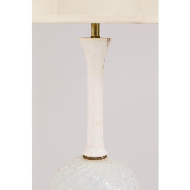 Modern Vintage Murano Glass and Marble Table Lamp With Large Drum Shade For Sale - Image 3 of 8
