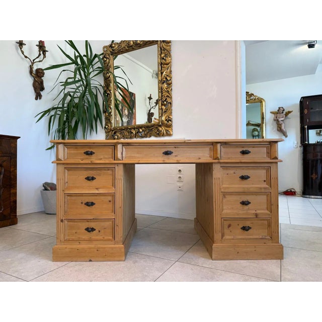 Vintage-Style Desk/Secretary, Softwood, Dimensions: Height x Width x Depth 81 x 153 x 82 cm. Freestanding desk made of...