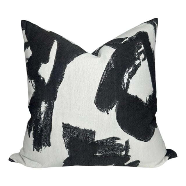 Brushstrokes Charcoal Pillow Cover, 22x22 Pillow For Sale