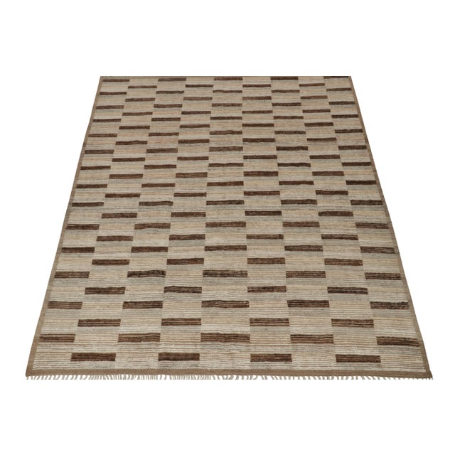 Moroccan Rug & Kilim’s Modern Rug with Beige-brown Geometric Patterns - 6x8 For Sale - Image 3 of 7