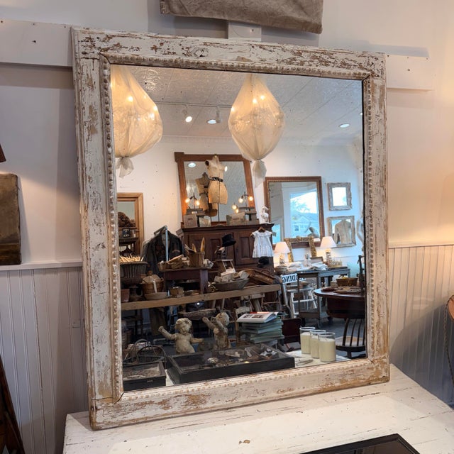 Large French Pine Mirror With Old Glass For Sale In New York - Image 6 of 9