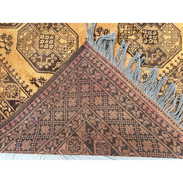 Terracotta Design Camel Turkmen Bokhara Hand-Knotted Wool Rug - 6'7" X 9'7" For Sale - Image 11 of 12