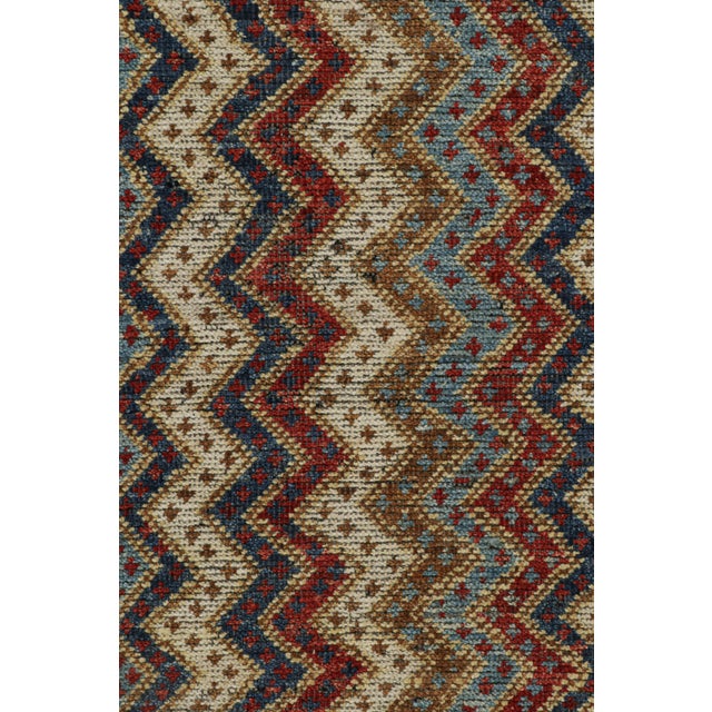Tribal 2010s Rug & Kilim’s Antique Tribal Style Rug in Red, Blue, Brown & White Patterns For Sale - Image 3 of 7