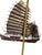 A dramatic signed vintage C. Jeré/Artisan House Chinese junk boat wall sculpture, handcrafted from brass, steel, and mixed...