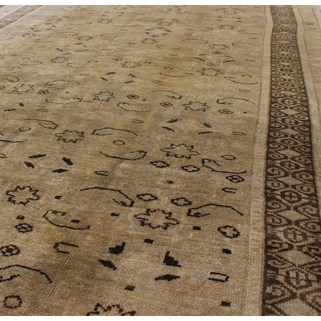 Textile Unique Turkish Oushak With Overall Design in Cream, Gray and Brown Highlights For Sale - Image 7 of 9