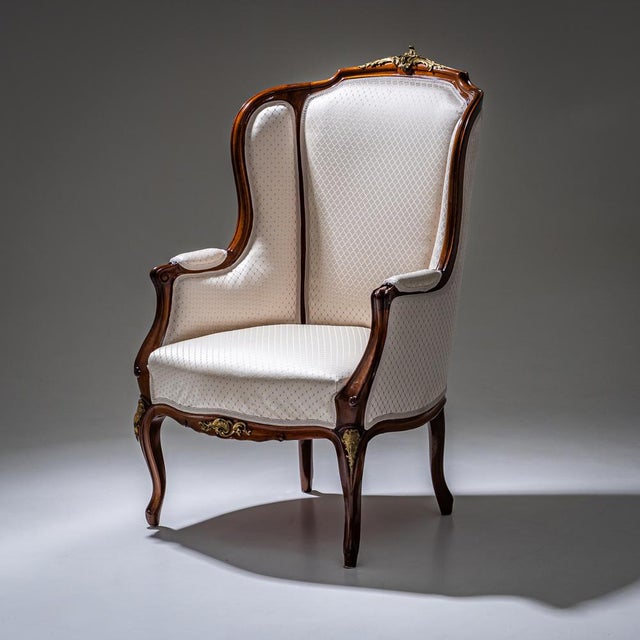 Antique Louis XV Style Wingback Chair, 1880 For Sale - Image 3 of 9