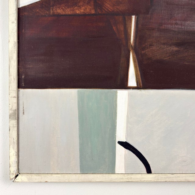 1970s Vintage Monumental Abstract Minimalist Geometric Study, Signed (Oil on Canvas) For Sale - Image 5 of 10