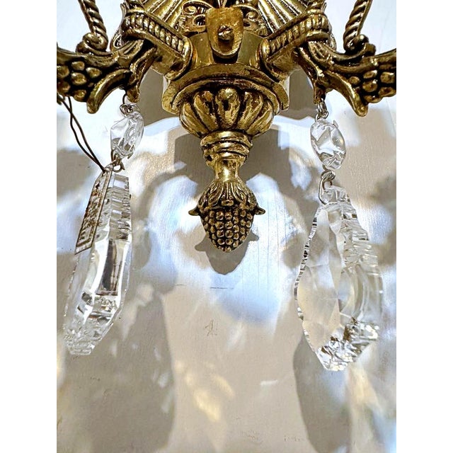 Pair of 1930s Bronze Sconces With French Pendalogue Crystals For Sale - Image 10 of 10