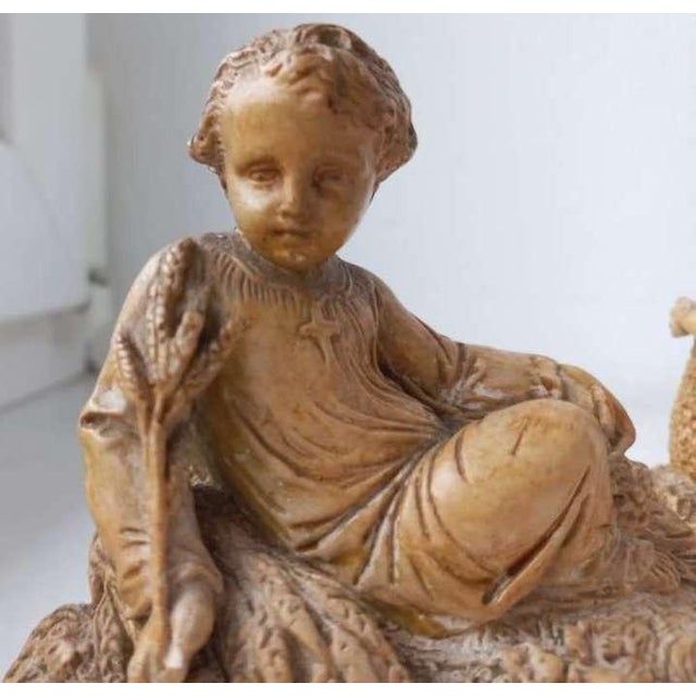 Early 19th Century Pair of 19th Century Pastoral Shepherd Figurines, Terracotta-Patinated Ceramic. For Sale - Image 5 of 11