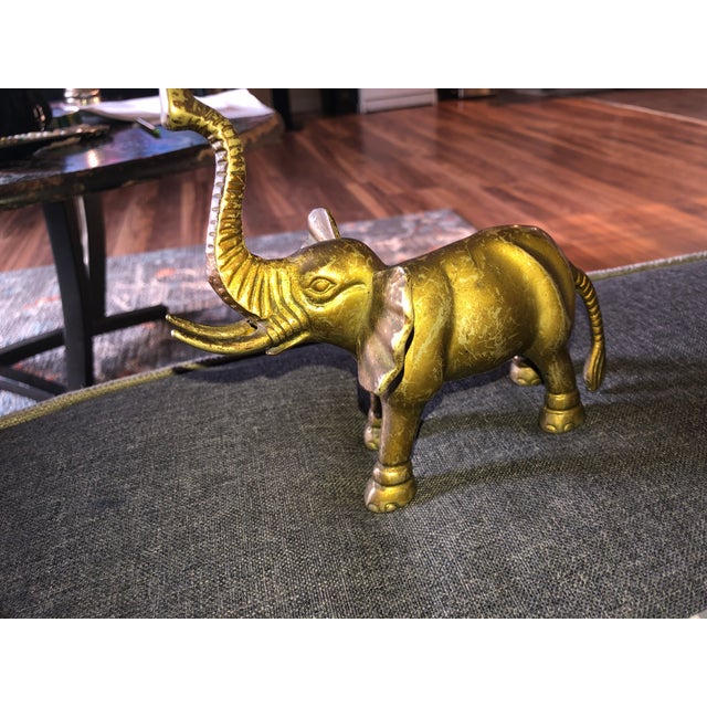 Brass Vintage Brass Elephant Statue For Sale - Image 8 of 9