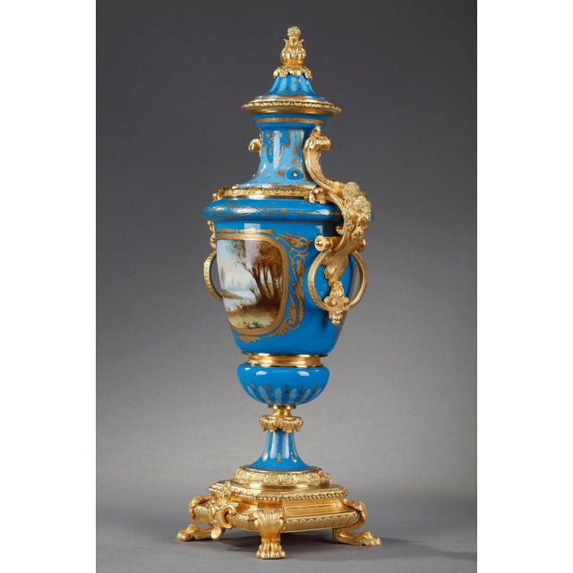 Metal Covered Vases in Polychrome Porcelain in the Style of Sèvres, Set of 2 For Sale - Image 7 of 18