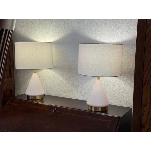 Design Plus Gallery presents a Pair of Metalized Glass Table Lamps from West Elm. These Metalized Glass Lamps have a...