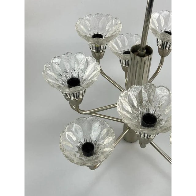 Silver Mid-Century Space Age Chandelier in Metal & Glass, 1970s For Sale - Image 8 of 13