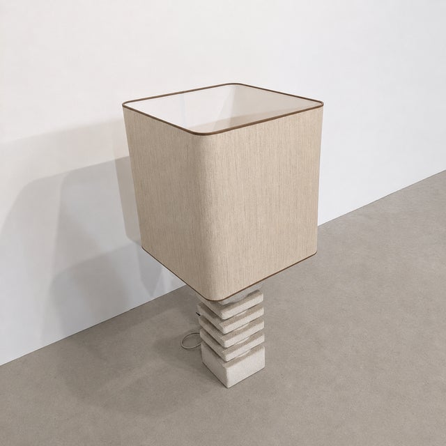 Large French Brutalist Limestone Lamp, 1970 For Sale - Image 4 of 10
