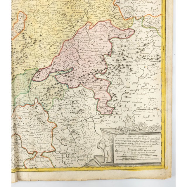 Paper 18th Century Hand Colored Engraved Map of Germany s.r.i Circulus Rhenanus For Sale - Image 7 of 11