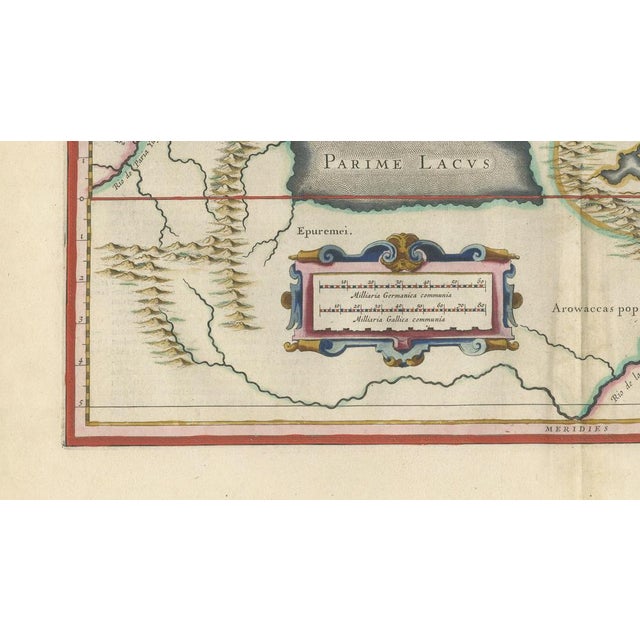 Gold Antique Surinam and Guiana Map Blaeu, 1642 For Sale - Image 8 of 12