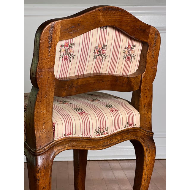Cream Don Ruseau Louis XV Style Upholstered Vanity or Side Chair in Walnut, 1940s For Sale - Image 8 of 18